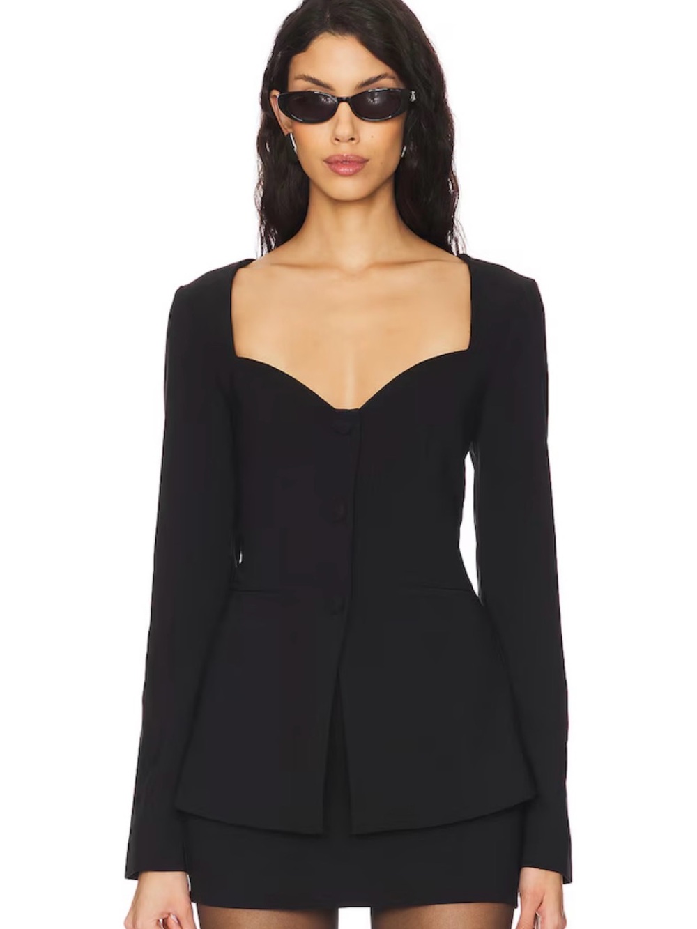 All The Ways Black Sculpted Button Blazer